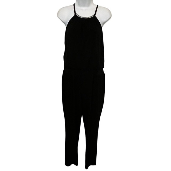 White House Black Market Black Open Back Jumpsuit   6 - Picture 1 of 10